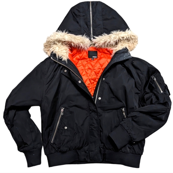Wilfred Jackets & Blazers - Wilfred Free quilted bomber winter jacket with fur lined hood black